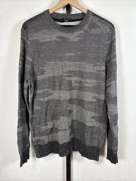 Theory Other - Theory Wool Crewneck Sweater Men's Large Gray Camo Pullover Stretch Modern